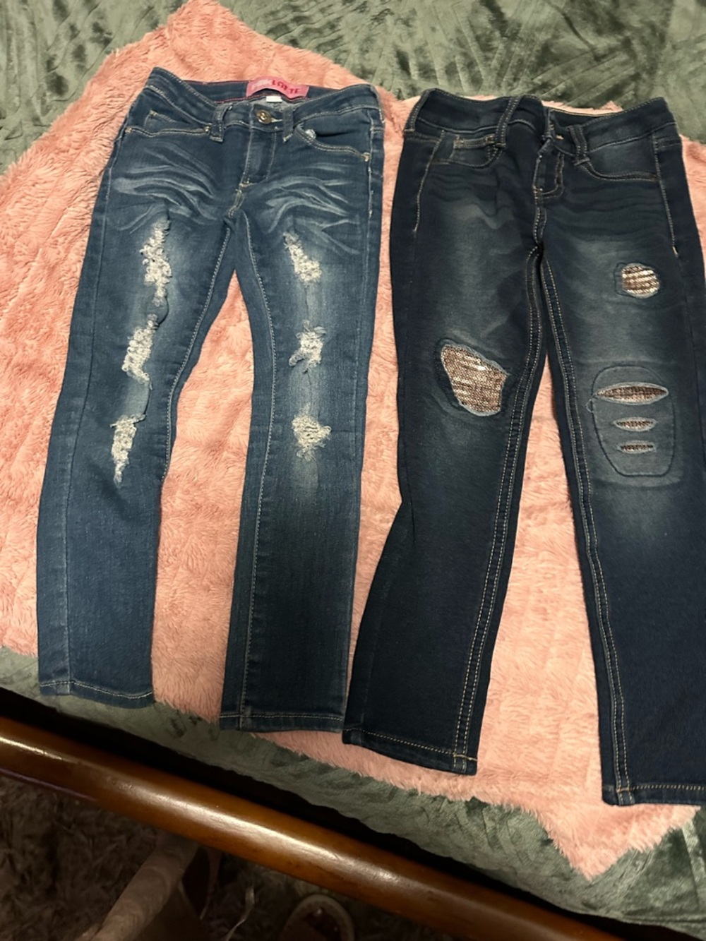 Girls Distressed Skinny Jeans - Dark Blue